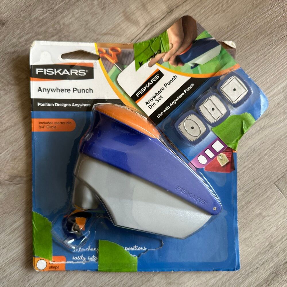 2005 Fiskars Anywhere Punch Die Set with 3/4" Circle & 3 Additional Punch Dies
